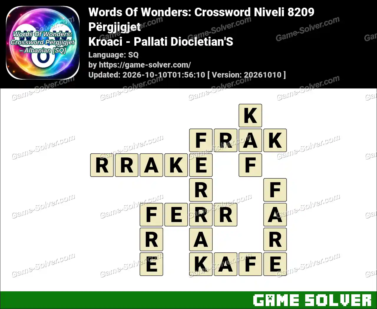 Words Of Wonders: Crossword Niveli 8209 Përgjigjet – Kroaci – Pallati Diocletian’S